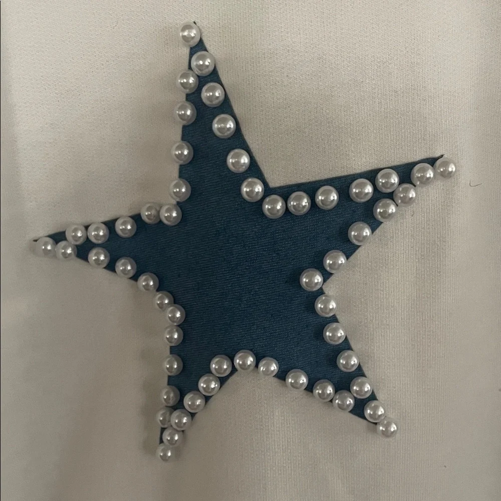 BiBi White Tee with Blue Star Design - Picture 2 of 7